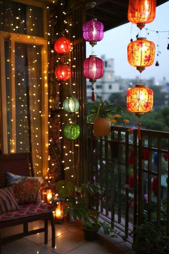 Balcony Diwali Light Decoration