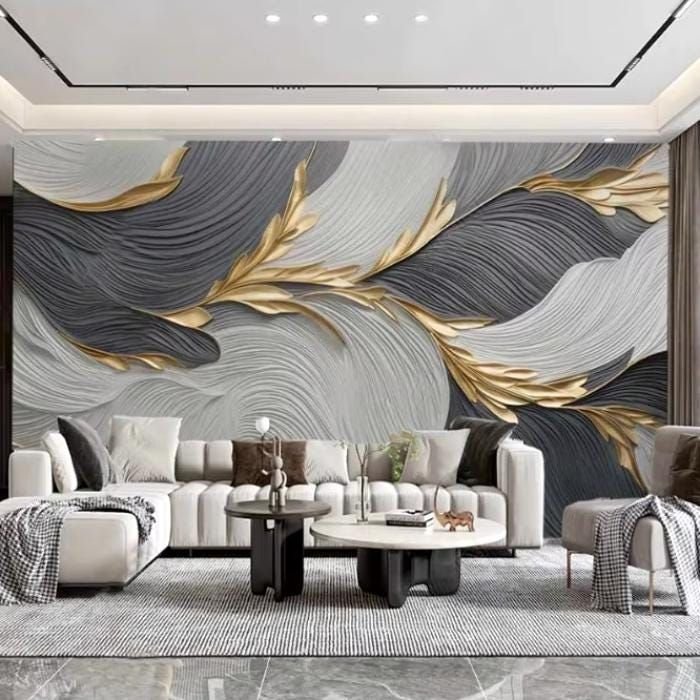 Gold Wallpaper Living Room