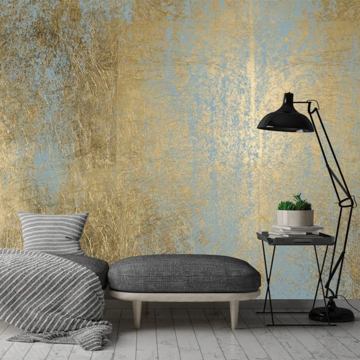 Gold Wallpaper Living Room