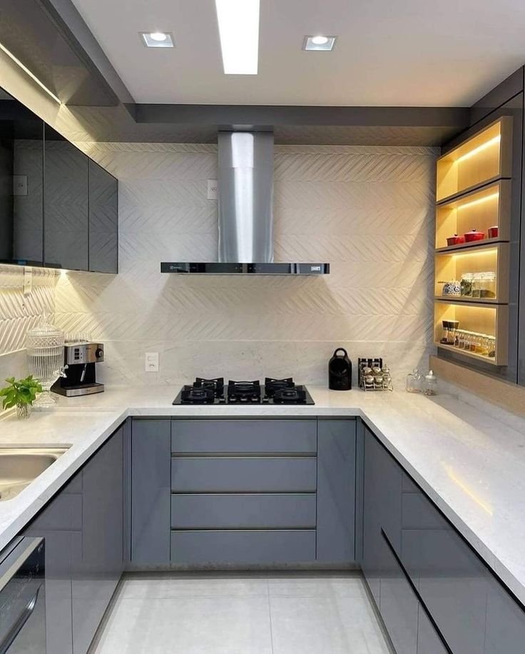 L Shaped Small Modular Kitchen Designs